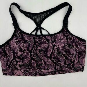 Lane Bryant Livi Active Womens Sports Bra Purple Black Snakeskin Mesh Plus 16